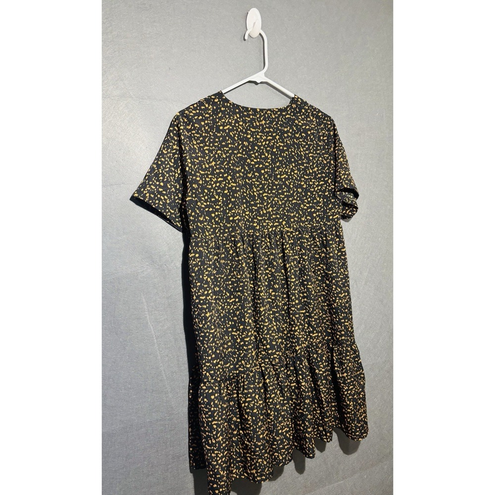 Shein Dress Women's M Black and Tan Leopard Print Patterns V-Neck Short Sleeve - Picture 7 of 16